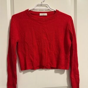 Babaton Women's Red Ribbed Crop Top